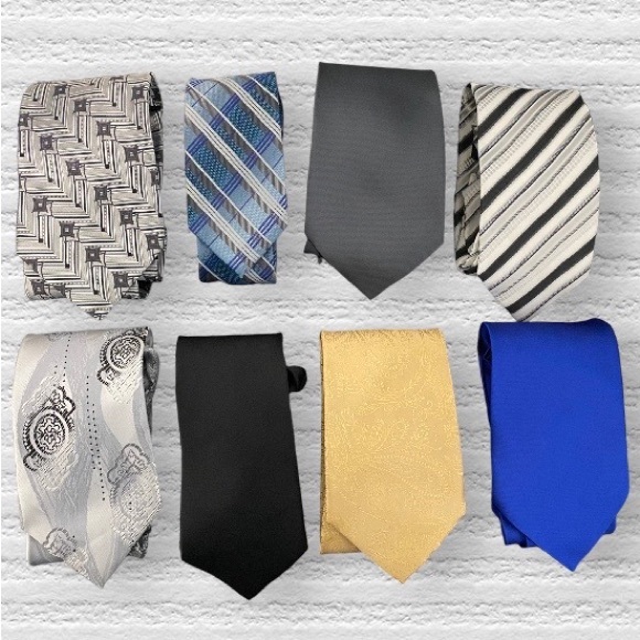 Lot of 8 Ties Silk Microfiber Polyester - Picture 1 of 5